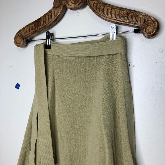 Zara Skirt Wrap Mini Knit Dark Chartreuse Green Yellow A Line Small - Picture 3 of 6